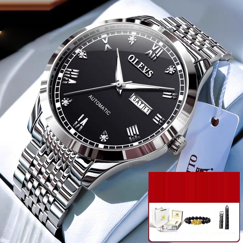 NightGlow Auto Mechanical Men's Watch|Streamline Luxe Automatic Watch for Men|EverTick Waterproof Nightlight Watch|ChronoGlow Simple Mechanical Timepiece|Midnight Motion Men's Auto Watch