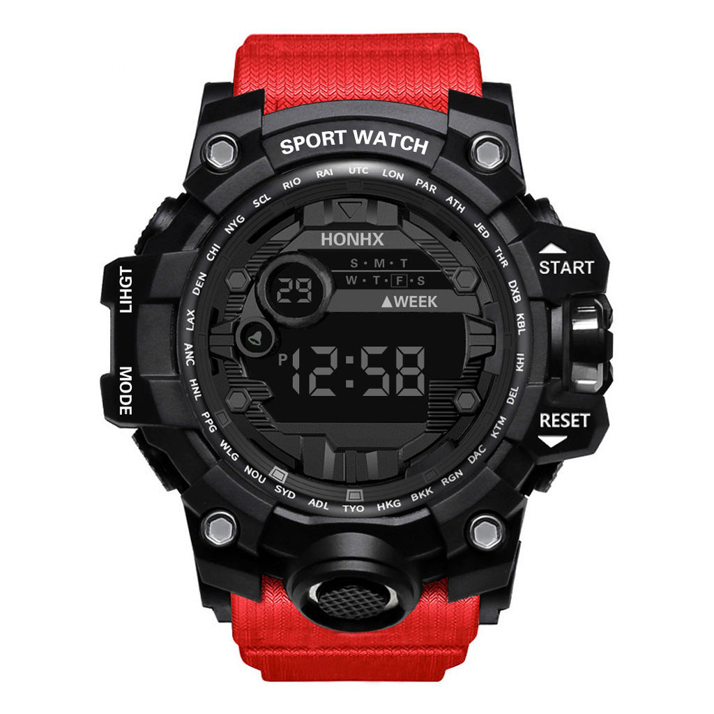 DualFit Outdoor Sports Watch/ PulsePro Digital Watch/ RunTrack Waterproof Timepiece/ ActiveEdge Unisex Fitness Watch/ SportMate LED Wristwatch