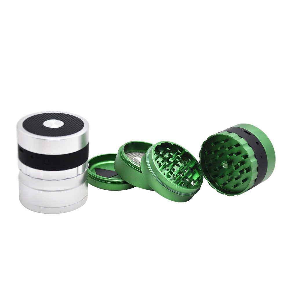 Grind & Groove: Bluetooth Herb Grinder Speaker/
VibeGrind 2-in-1 Audio Herb Tool/
LoudLeaf Bluetooth Grinder Combo/
SmokeBeats 62MM Herb Grinder Speaker/ TuneGrind All-in-One Weed Grinder Speaker/