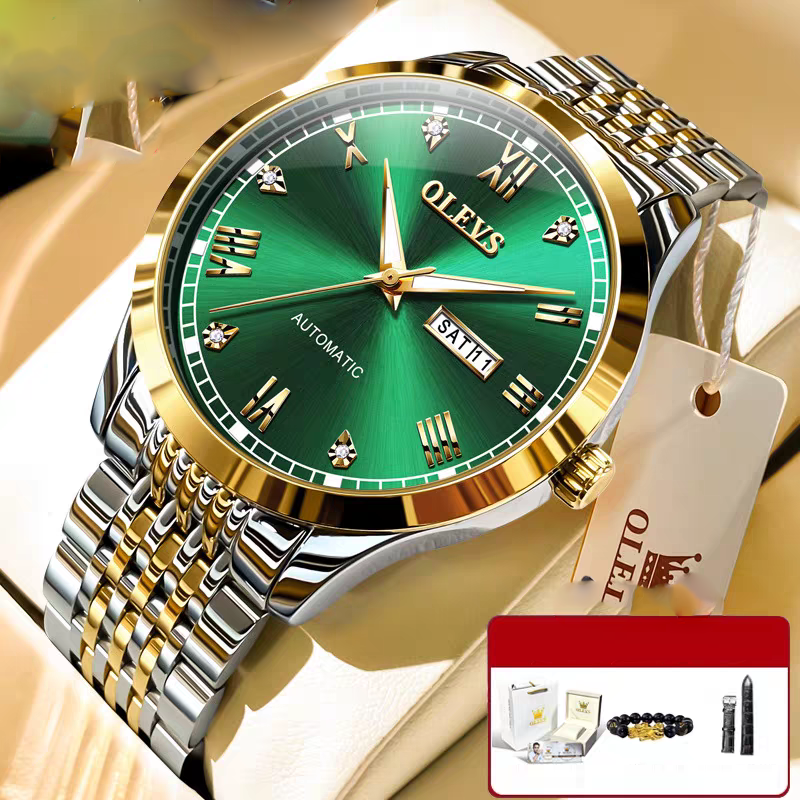 NightGlow Auto Mechanical Men's Watch|Streamline Luxe Automatic Watch for Men|EverTick Waterproof Nightlight Watch|ChronoGlow Simple Mechanical Timepiece|Midnight Motion Men's Auto Watch