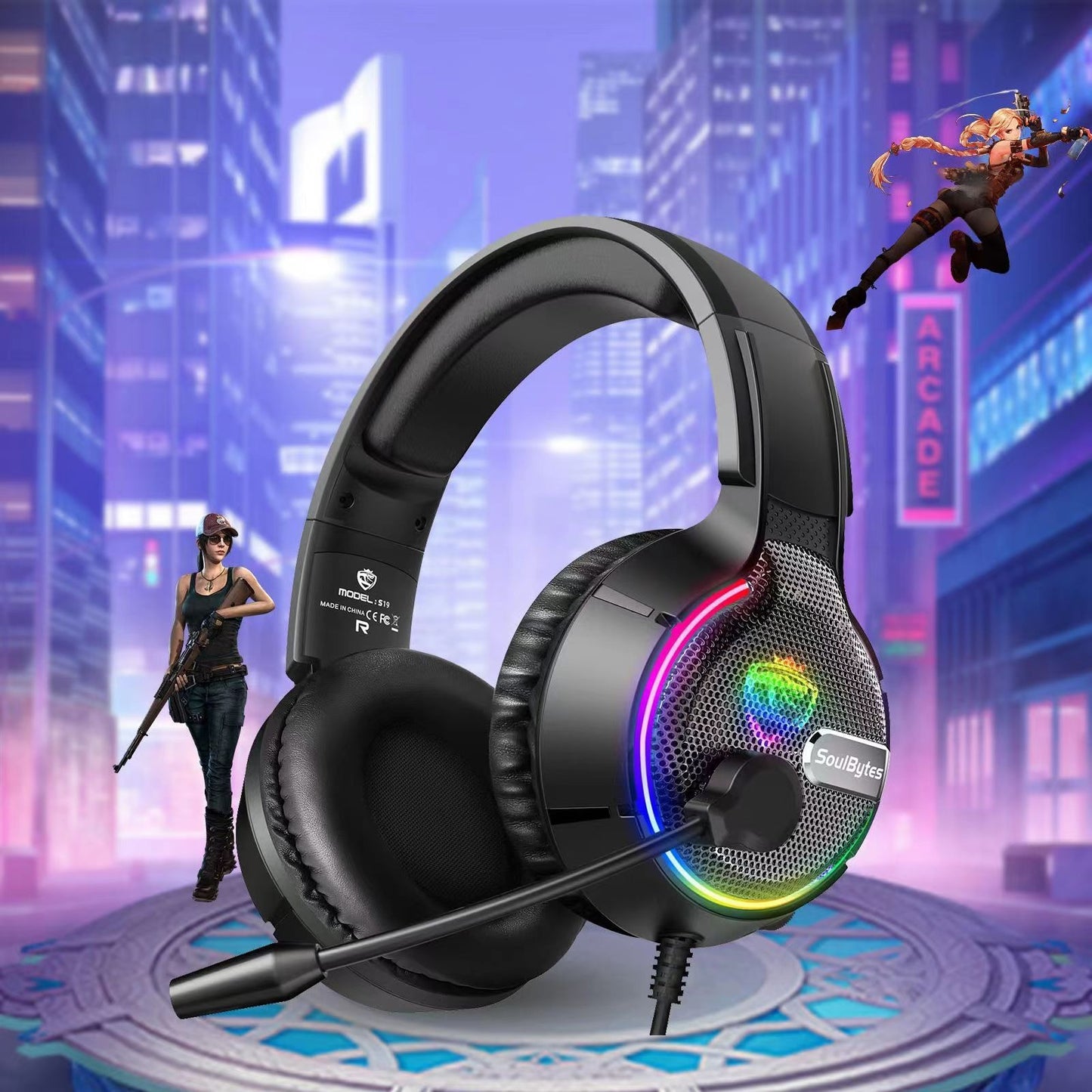 EchoCore S19 RGB Gaming Headset/ VoltEdge S19 Pro Gaming Headphones/ NeoPulse RGB Wired Gamer Headset/ ShadowBeat S19 Wired Headphones/ ArcBlaze RGB Gaming Audio Gear/ Tolly Tech