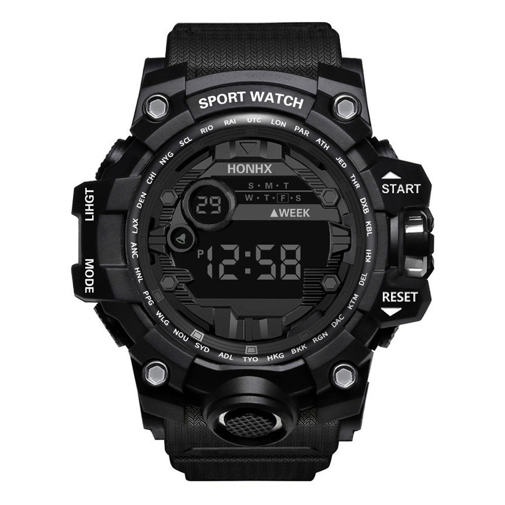 DualFit Outdoor Sports Watch/ PulsePro Digital Watch/ RunTrack Waterproof Timepiece/ ActiveEdge Unisex Fitness Watch/ SportMate LED Wristwatch
