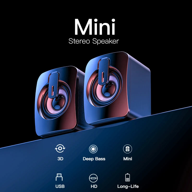USB 3D Stereo Sound Speakers for PC|Compact Wired Computer Speakers|USB Powered Laptop Loudspeakers|Stereo Surround Sound Desktop Speakers|Portable Wired Mini Speakers for PC