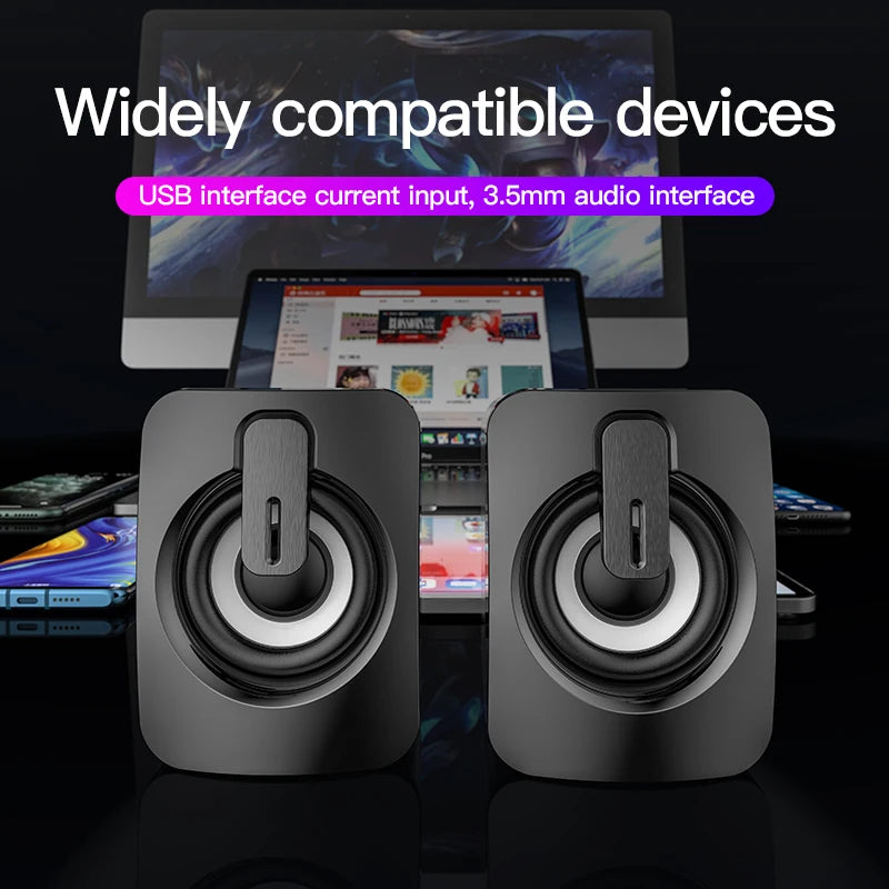 USB 3D Stereo Sound Speakers for PC|Compact Wired Computer Speakers|USB Powered Laptop Loudspeakers|Stereo Surround Sound Desktop Speakers|Portable Wired Mini Speakers for PC