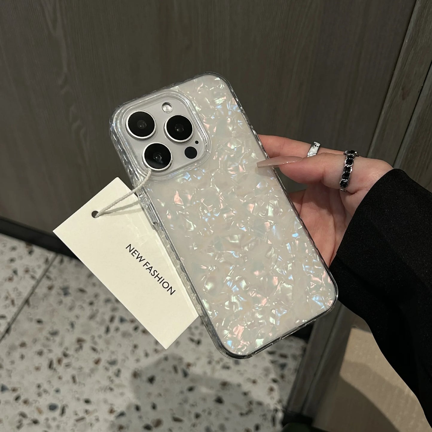 Luxury Glitter Shell Pattern Laser Phone Case For iPhone 11 12 13 14 15 16 Pro Max X XR XS 7 8 Plus Soft IMD Shockproof Cover