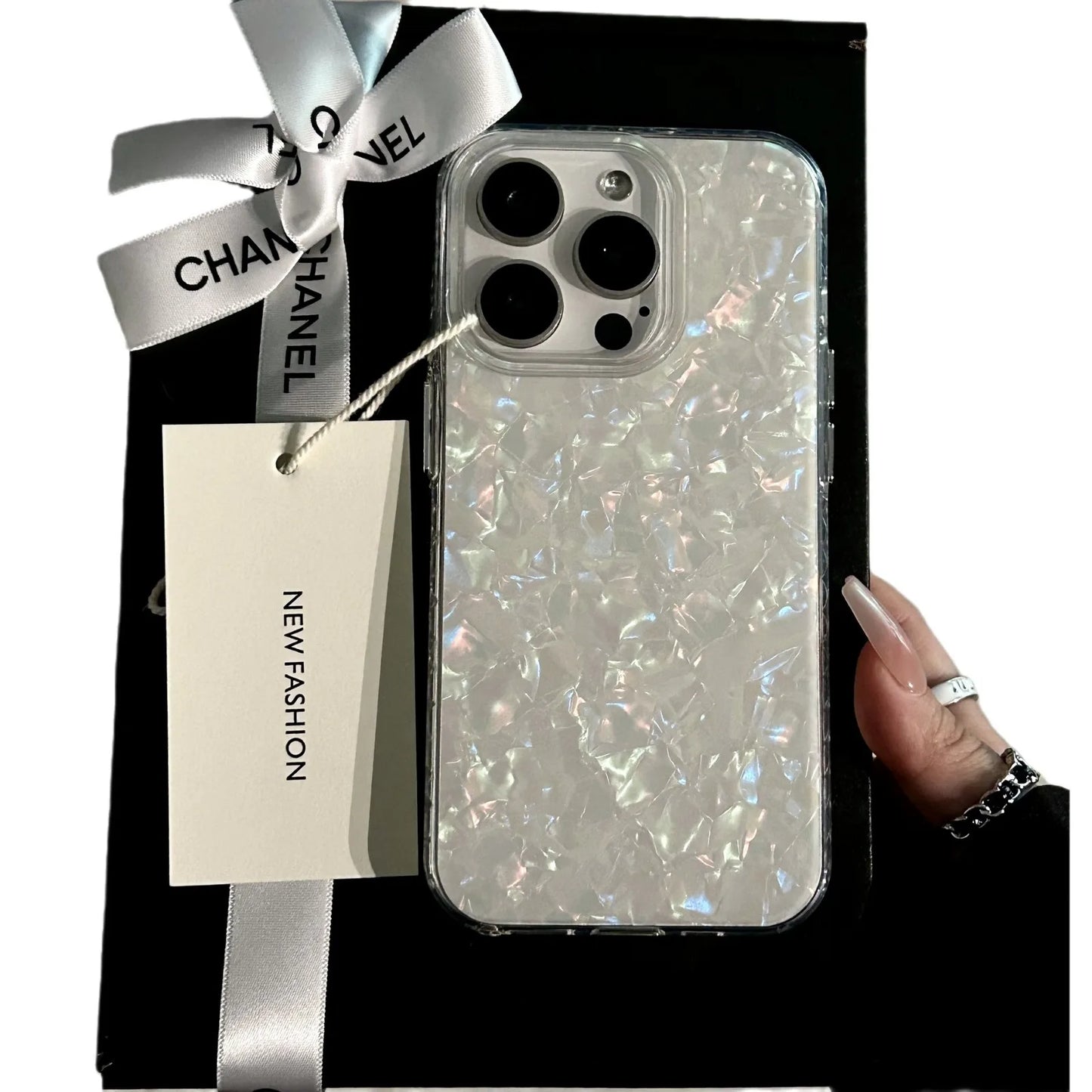 Luxury Glitter Shell Pattern Laser Phone Case For iPhone 11 12 13 14 15 16 Pro Max X XR XS 7 8 Plus Soft IMD Shockproof Cover