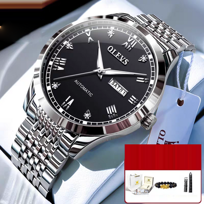 NightGlow Auto Mechanical Men's Watch|Streamline Luxe Automatic Watch for Men|EverTick Waterproof Nightlight Watch|ChronoGlow Simple Mechanical Timepiece|Midnight Motion Men's Auto Watch