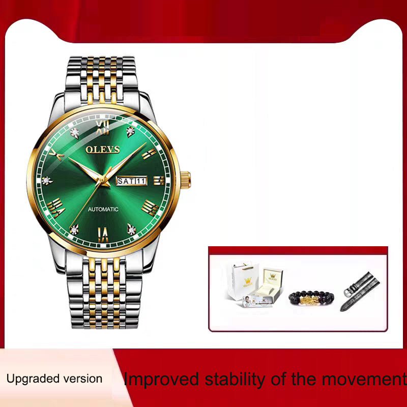 NightGlow Auto Mechanical Men's Watch|Streamline Luxe Automatic Watch for Men|EverTick Waterproof Nightlight Watch|ChronoGlow Simple Mechanical Timepiece|Midnight Motion Men's Auto Watch