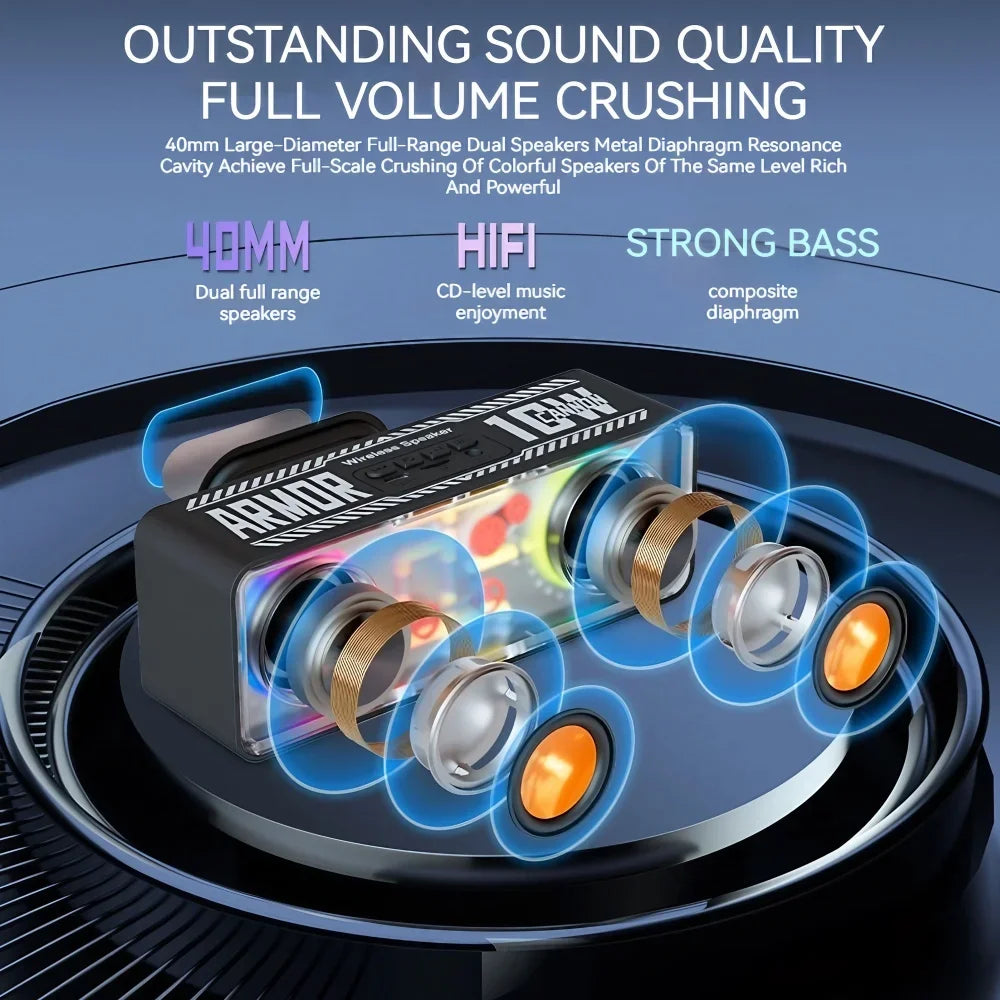 RebelBass Clear Bluetooth Speaker/ MechaVibe Dual Sound Capsule/ PunkWave Transparent Stereo Speaker/ ClearBlast Bass Boost Speaker/ MechX Audio Reactor/ Tolly Tech