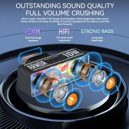 RebelBass Clear Bluetooth Speaker/ MechaVibe Dual Sound Capsule/ PunkWave Transparent Stereo Speaker/ ClearBlast Bass Boost Speaker/ MechX Audio Reactor/ Tolly Tech