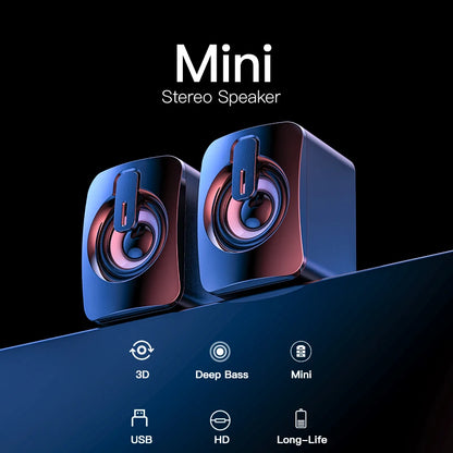 USB 3D Stereo Sound Speakers for PC|Compact Wired Computer Speakers|USB Powered Laptop Loudspeakers|Stereo Surround Sound Desktop Speakers|Portable Wired Mini Speakers for PC