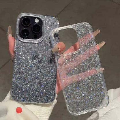 Glitter Sparkling Bling Phone Case For iPhone 16 15 14 13 12 11 Pro Max 16Promax Soft Transparent Protection Back Cover funda